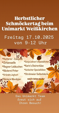 Herbstlicher Schmöckertag beim Unimarkt Weißkirchen