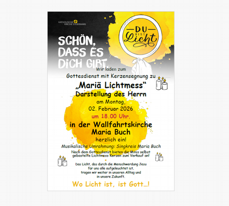 Gottesdienst mit Kerzensegnung zu