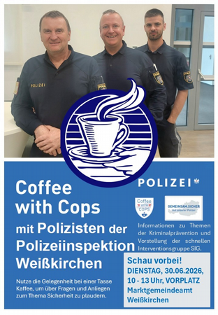 Coffee with Cops mit Polizisten der Polizeiinspektion Weißkirchen