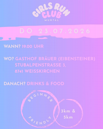 Girls Run Club Murtal - Beginner Friendly - 3 oder 5 km Lauf