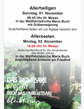 Allerheiligen und Allerseelen - Wallfahrtskirche Maria Buch