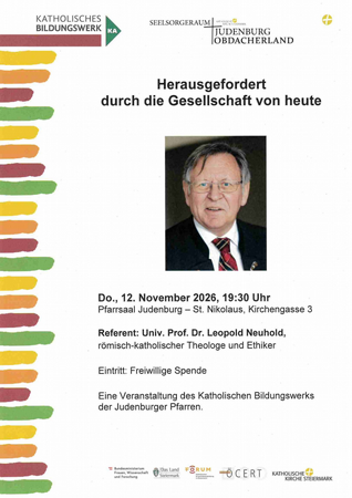 Herausgefordert durch die Gesellschaft von heute - Vortrag im Pfarrsaal Judenburg